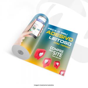 Adesivo Leitoso Impresso c/ Verniz M² Vinil Branco  4x0 Brilho e Verniz UV Corte Reto 