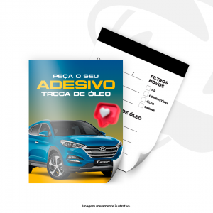 ADESIVO TROCA DE ÓLEO Adesivo Leitoso (Plástico) 8x5 4x4  Corte Reto 