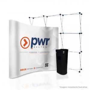 BACKDROP POP UP - PERSONALIZADO Base Alumínio e Lâminas Poliestireno 344X230cm 4x0  Material Resistente O kit vai com case para transporte