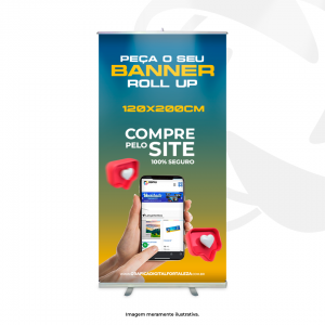 BANNER ROLL-UP 120x200cm Base de Rolagem Alumínio 100x200cm 4x0 Brilho ou Fosco Material Resistente 