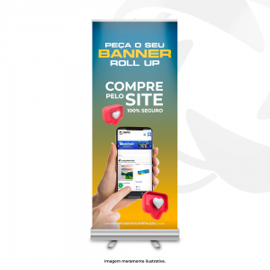 BANNER ROLL-UP 80x200cm Base de Rolagem Alumínio 80x200cm 4x0 Brilho ou Fosco Material Resistente 
