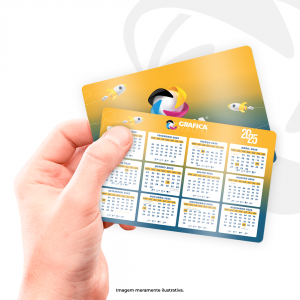 Calendário de Bolso Papel Couchê 300g 6,5x9,5cm 4x4 Laminação Fosca Borda Boleadas 