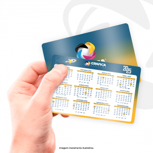 Calendário de Bolso Papel Couchê 300g 6,5x9,5cm  Verniz Total Frente Borda Boleadas 