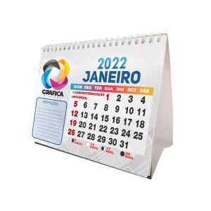 Calendário de Mesa 12 Páginas Papel Couchê 150g 15x12,5 4x4  Encadernação Wire-O 