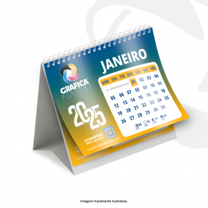 Calendário de Mesa 12 Páginas Papel Couchê 150g 15x12,5 4x4  Encadernação Wire-O 