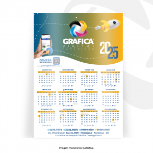 Calendário de Parede Tam. A4 Duplex 225g 29,7x21cm 4x0  Furado 