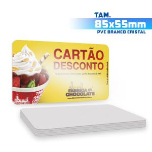 Cartões de Visita - PVC 0,5mm - 8,5x5,5cm PVC 0,5mm 8,5x5cm 4x0 / 4x4 Branco Cristal Bordas Boleadas (padrão Gráfica Digital Fortaleza) 