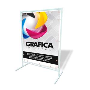 Cavalete 1 Base - 80x100cm Estrutura Metalon com pintura eletrostática (alta durabilidade) 80x100cm 4x0 ou 4x4  Lona Impressa com ilhós Lona com proteção Verniz UV (alta resistência a sol e chuva e maior definição de cores)