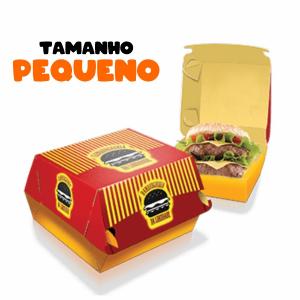 EMBALAGEM HAMBURGUER (Pequeno) - 11,4x4,8x11,4 Papel Supremo 250g Largura 11,4cm X Altura 4,8cm X Comprimento 11,4cm 4x0  Faca de Corte 