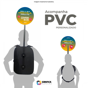 Mochila Pirulito TNT e Nylon Preto 1,5cm (largura) x 50,0cm (Altura) x 36,0cm (compri 4x4 Brilho Grátis - PVC (pirulito) adesivado (personalizado com sua logo) NOVIDADE! acompanha bolso para panfletos ou squeeze.