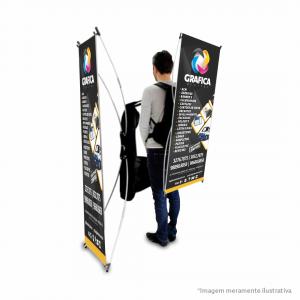 Mochila X Banner Lona 60x120cm 4x0 Brilho Material Resistente Acompanha Bolsa Para Transporte