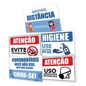 Placa para Sinalização / Recomendações contra Covid-19 PVC 2m 20x30 4x0  Corte Reto 