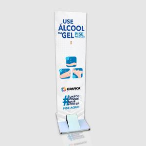 Totem Para Álcool em Gel Estrutura em Metalon 30x150cm  PVC  Personalizado