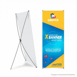 X Banner Base de Rolagem Alumínio 60x160cm 4x0 Brilho ou Fosco Material Resistente A cor do produto pode variar (Azul ou preto de acordo com estoque)